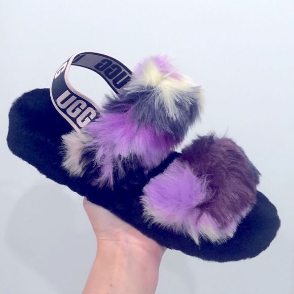 ⭐️💜🖤UGG OH YEAH YEAH TIE DYE SLIPPERS🖤💜 - Picture 1 of 9